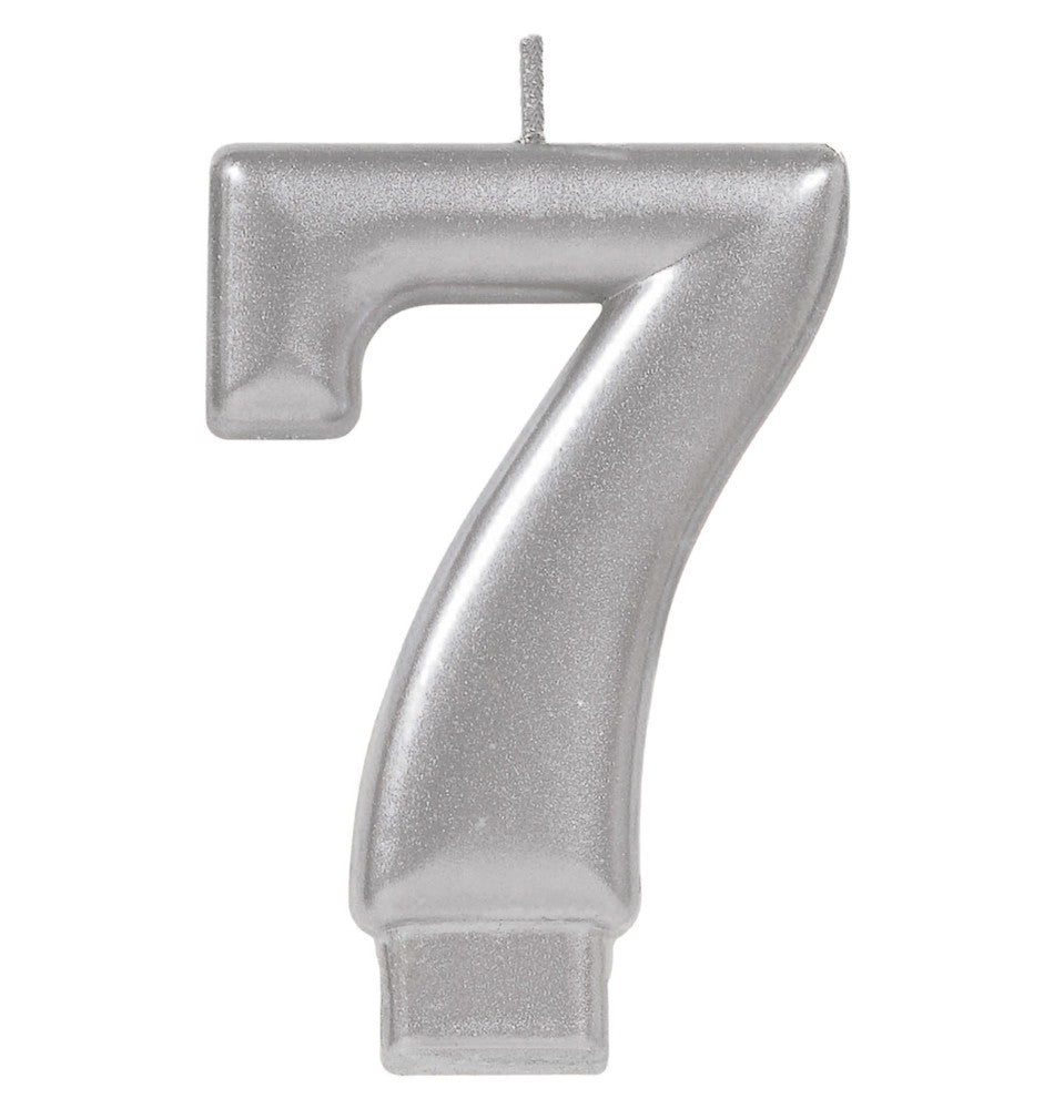 party supplies candle silver number metallic seven