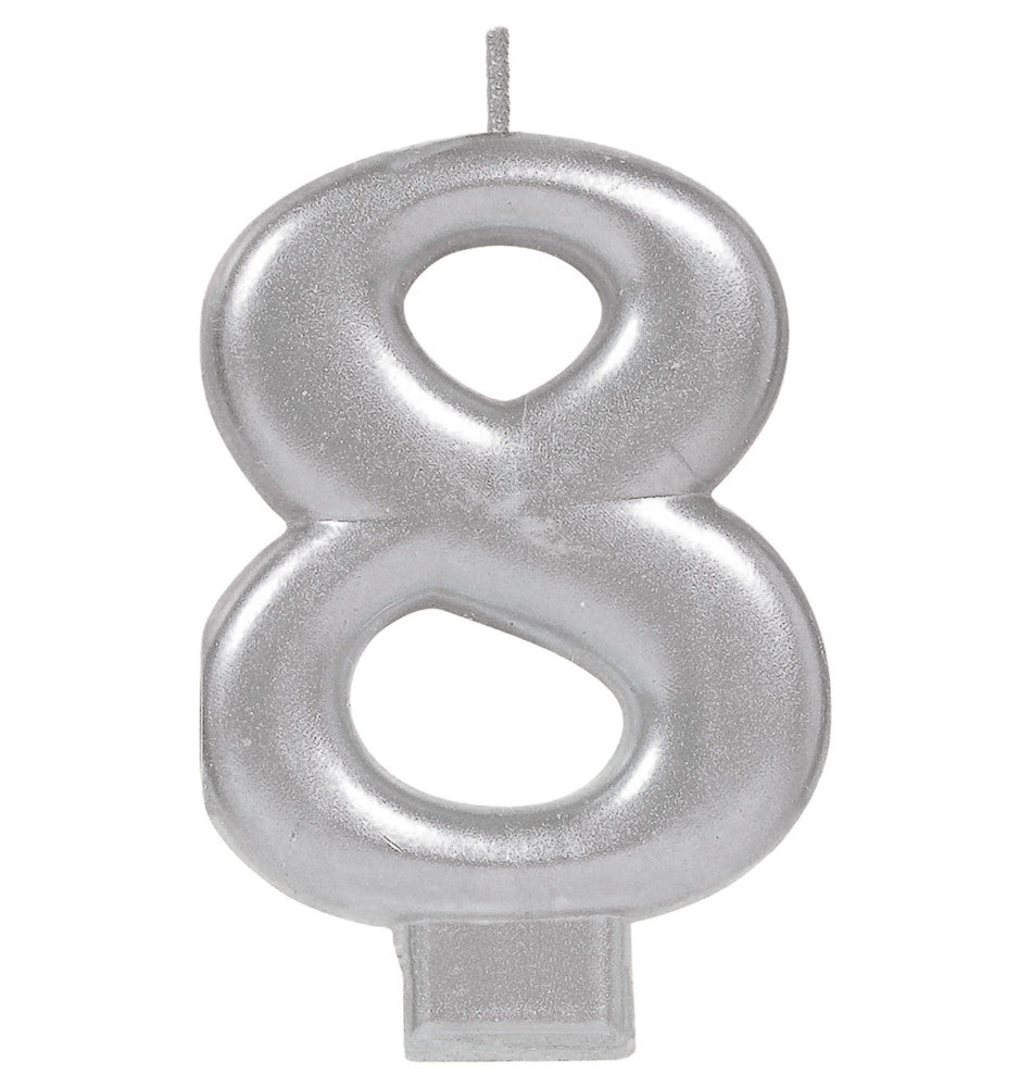 party supplies candle silver number metallic eight