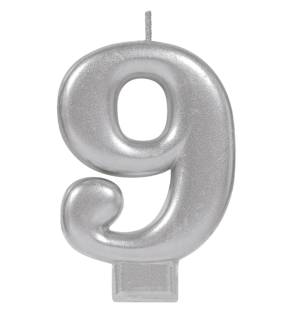 party supplies candle silver number metallic nine
