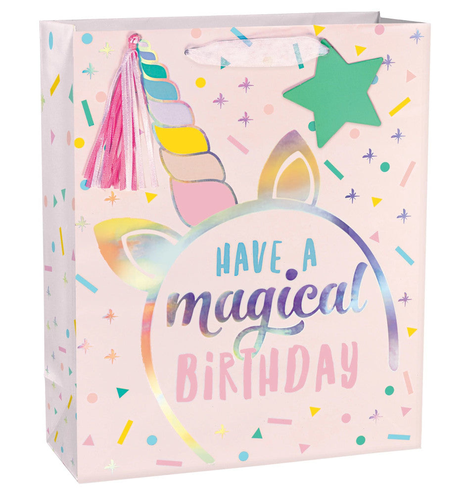 party supplies Unicorn Birthday Large Bag w/Gift Tag