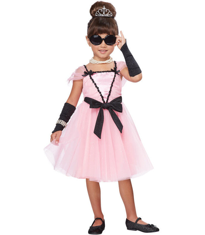 Hollywood Movie Star Starlet Glamour Toddler Costume  Dress Glovelettes Sunglasses Tiara