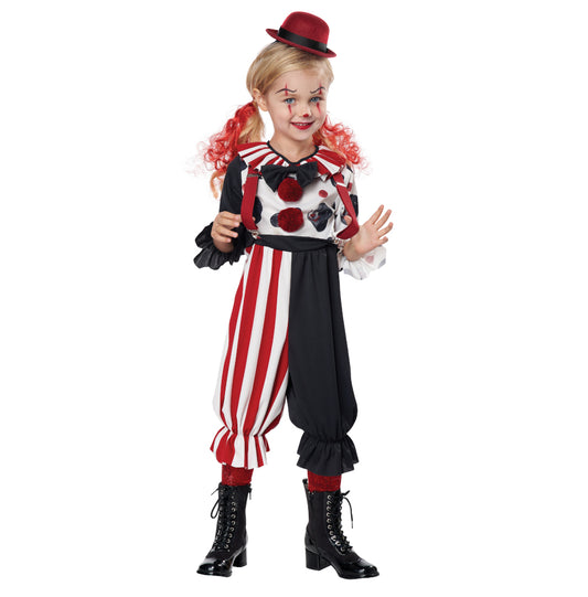 Kreepy Klown Evil Clown Circus Toddler Costume Shirt Pants Bowtie Suspenders Hat with headband Socks