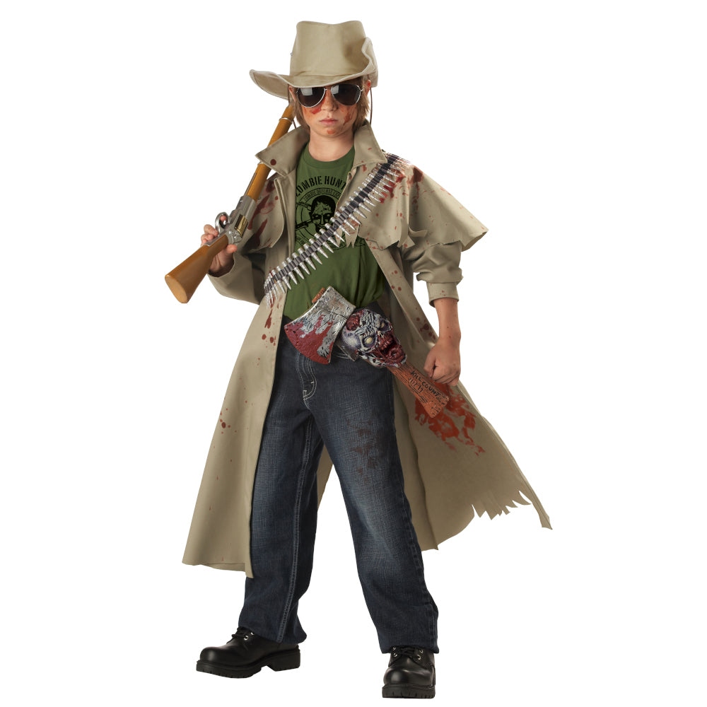 Zombie Hunter Child Costume Jacket Killer axe with zombie sheath T-shirt Hat  Bullet belt