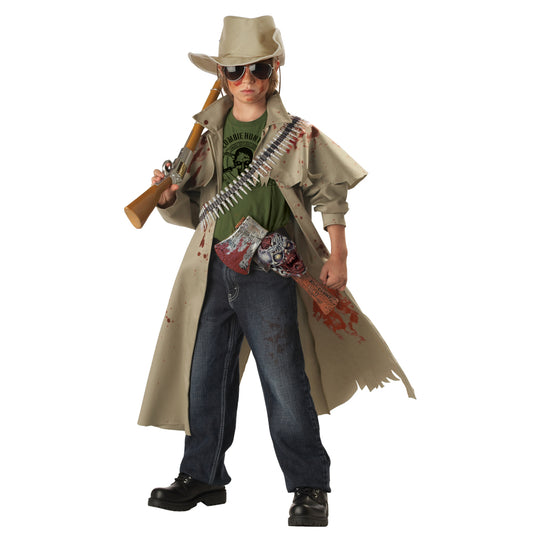 Zombie Hunter Child Costume Jacket Killer axe with zombie sheath T-shirt Hat  Bullet belt