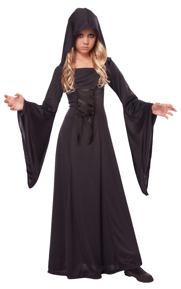 HOODED ROBE / CHILD Robe with attached hood and lace up ties