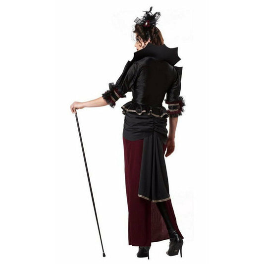 Lady of the Manor Vampire Victorian Adult Costume Dress Jacket with attached bustle Cravat with cameo pendant Headpiece