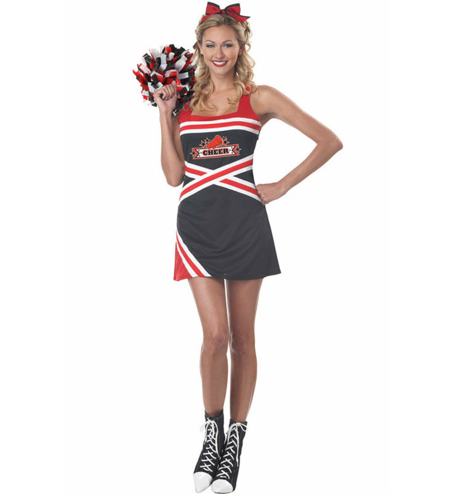 Classic Cheer Zombie Cheerleader Adult Costume Dress 1 pom pom 2 iron-on-logos Cheer and ZHS Brain Eaters logos