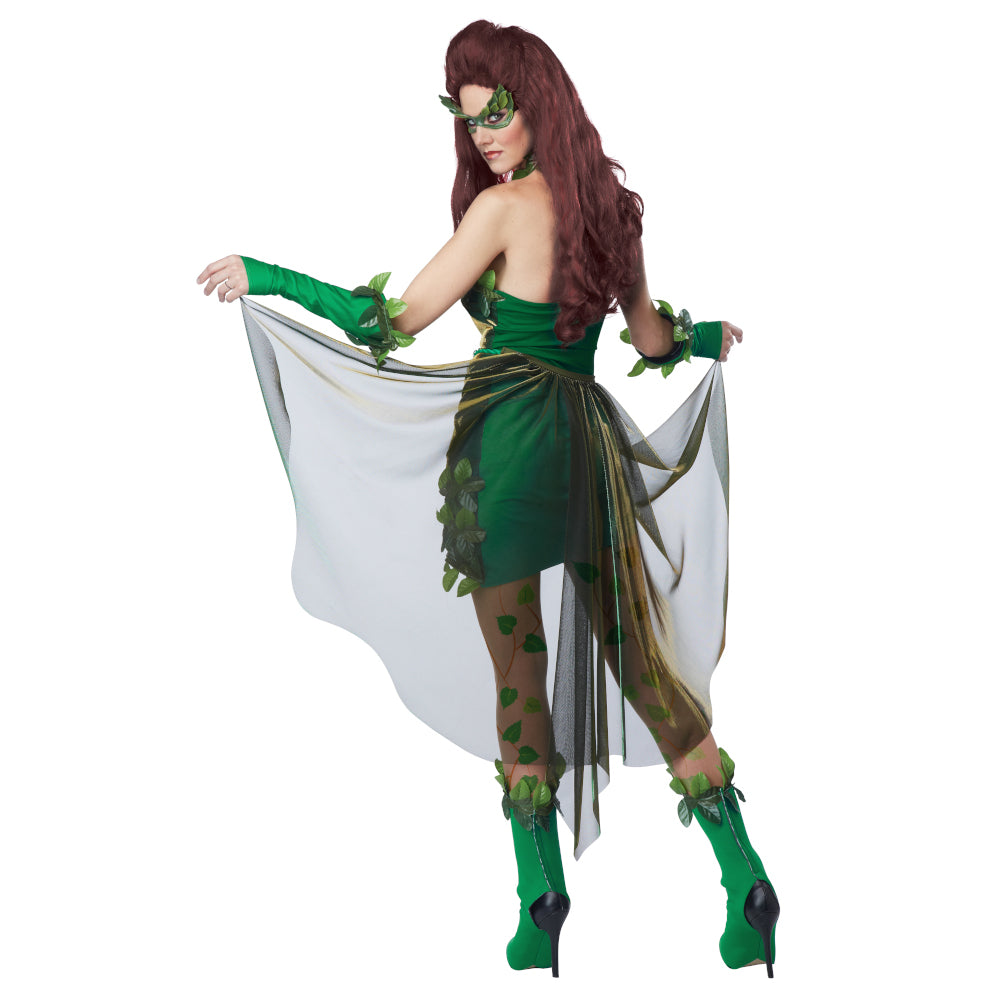 Lethal Beauty Poison Ivy Adult Costume Adjustable dress Mask Glovelettes Boot covers Printed leggings Detachable train