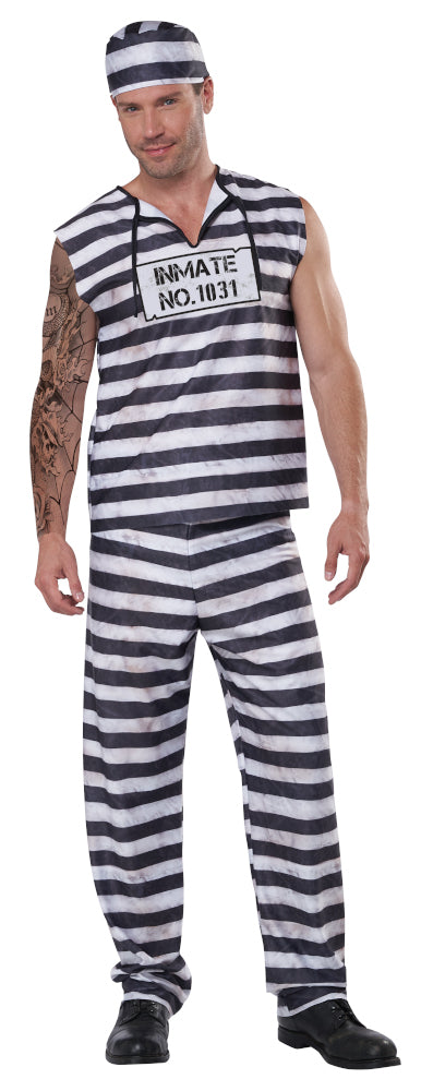 Prisoner of Love Adult Men Costume Top with attached tattoo sleeve Pants Hat