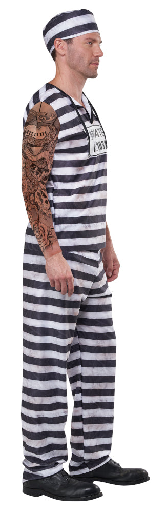 Prisoner of Love Adult Men Costume Top with attached tattoo sleeve Pants Hat