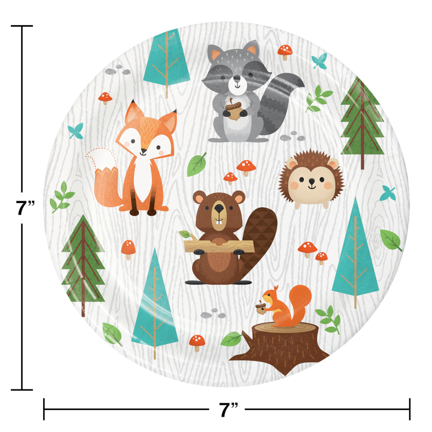 Wild One Woodland Luncheon Plate, Animals, 8 count