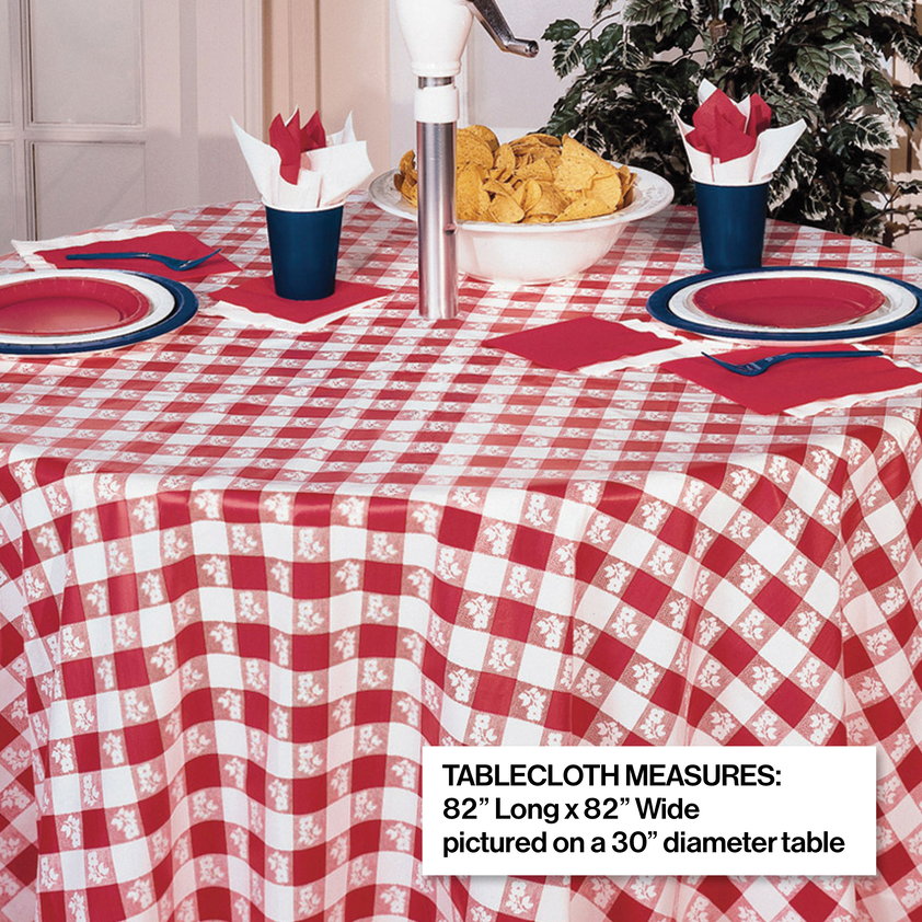 Red Gingham Round Table Cover