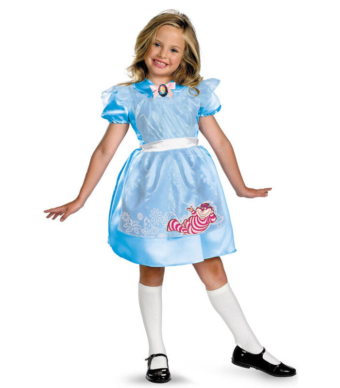 Disney Alice in Wonderland Classic Child Girls Costume Dress with attached pinafore