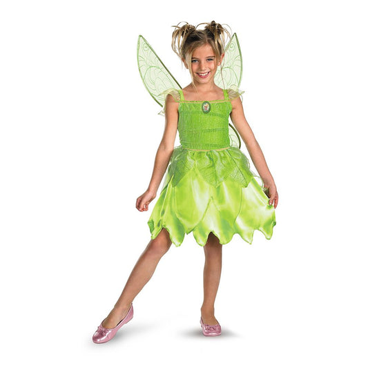 Disney Tinker Bell Tink and The Fairy Rescue Classic Girls Child Costume Dress with character cameo.   Detachable wings