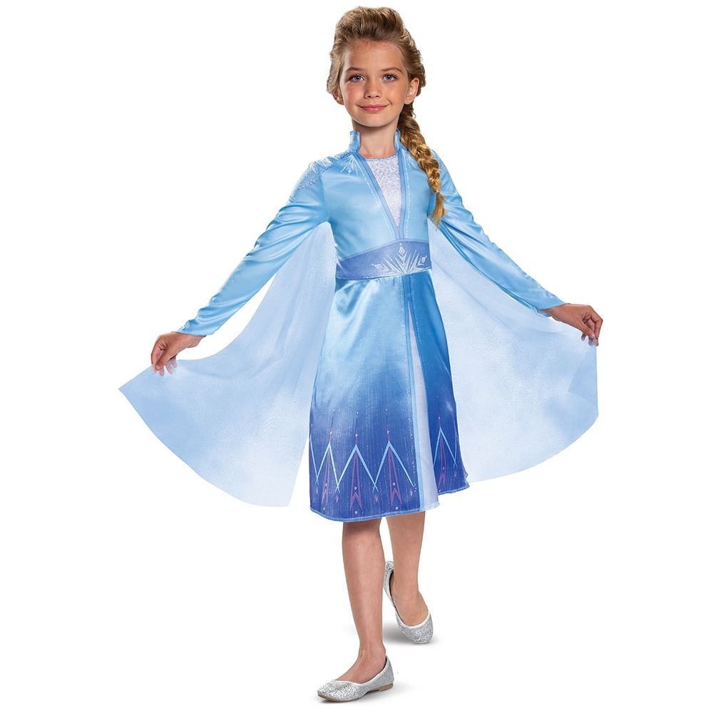 Disney Frozen 2 Elsa Classic Girls Child Costume Dress with attached cape