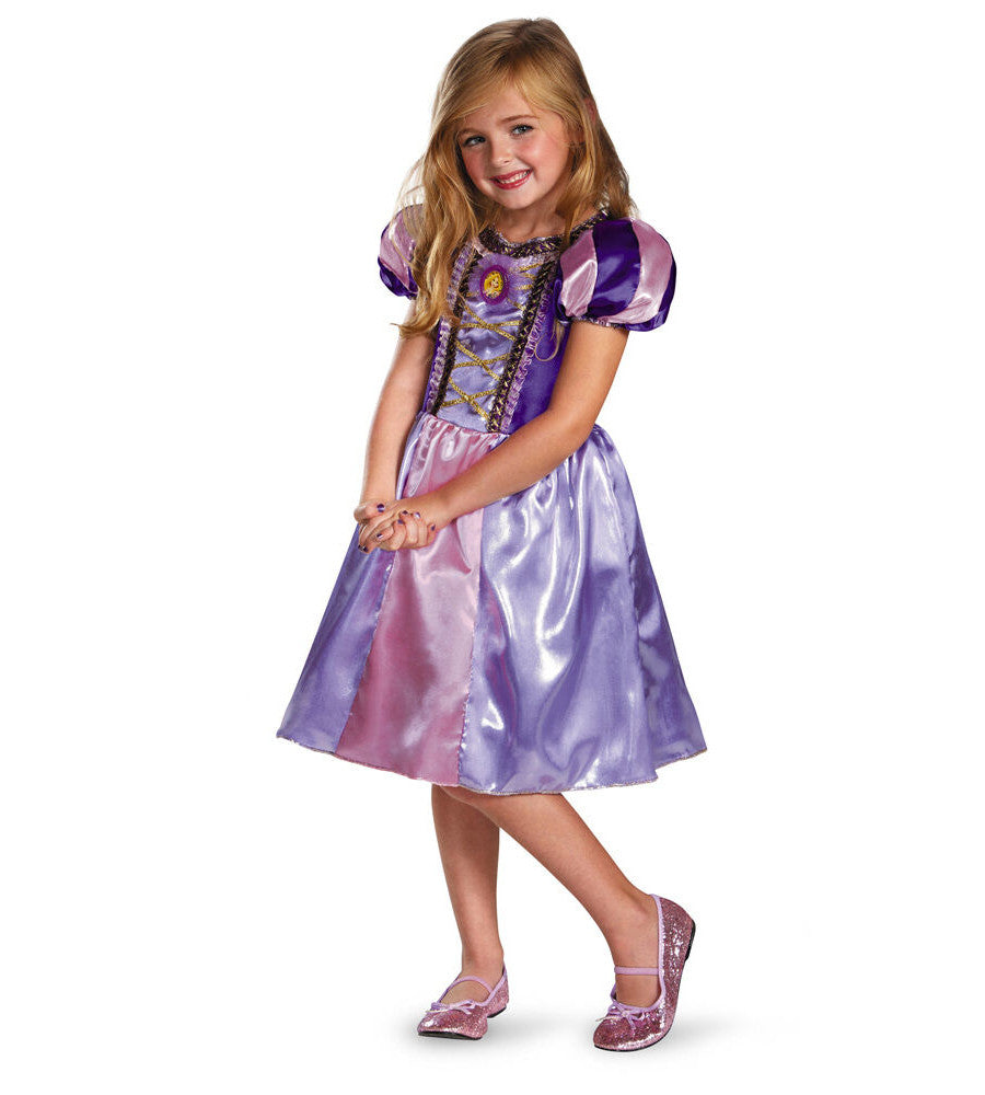 Disney Princess Tangled Rapunzel Sparkle Classic Toddler Child Costume Dress with character cameo