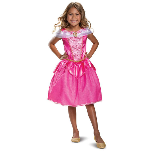 Disney Princess Aurora Classic Girls Child Costume Dress with character cameo