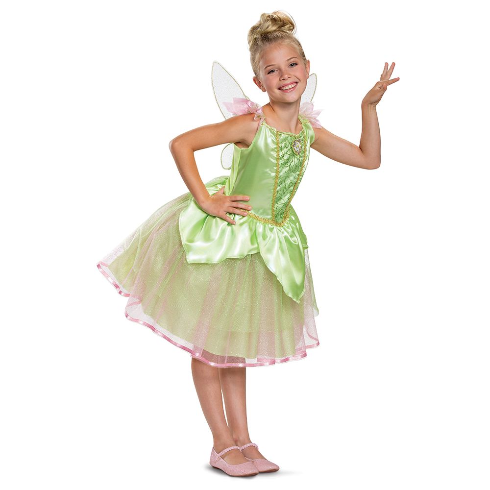 Disney Tinker Bell Classic Girls Child Costume Dress with character cameo and wings