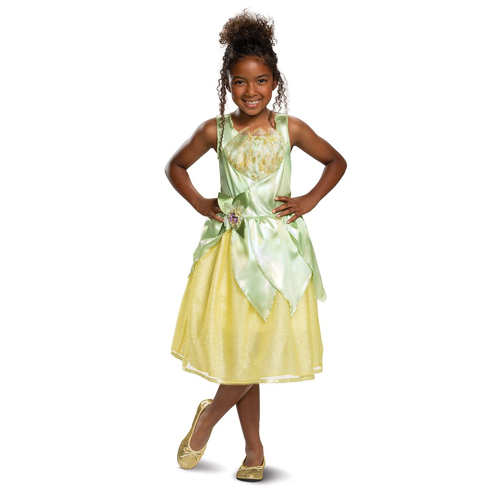 Disney Princess Tiana Classic Girls Child Costume Dress with character cameo