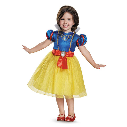 Snow White Princess Classic Girls Toddler Costume Dress with character cameo