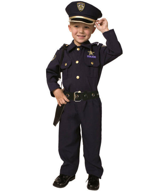Deluxe Police Officer Cop Toddler Child Costume Shirt Pants Hat Belt Gun holster Whistle