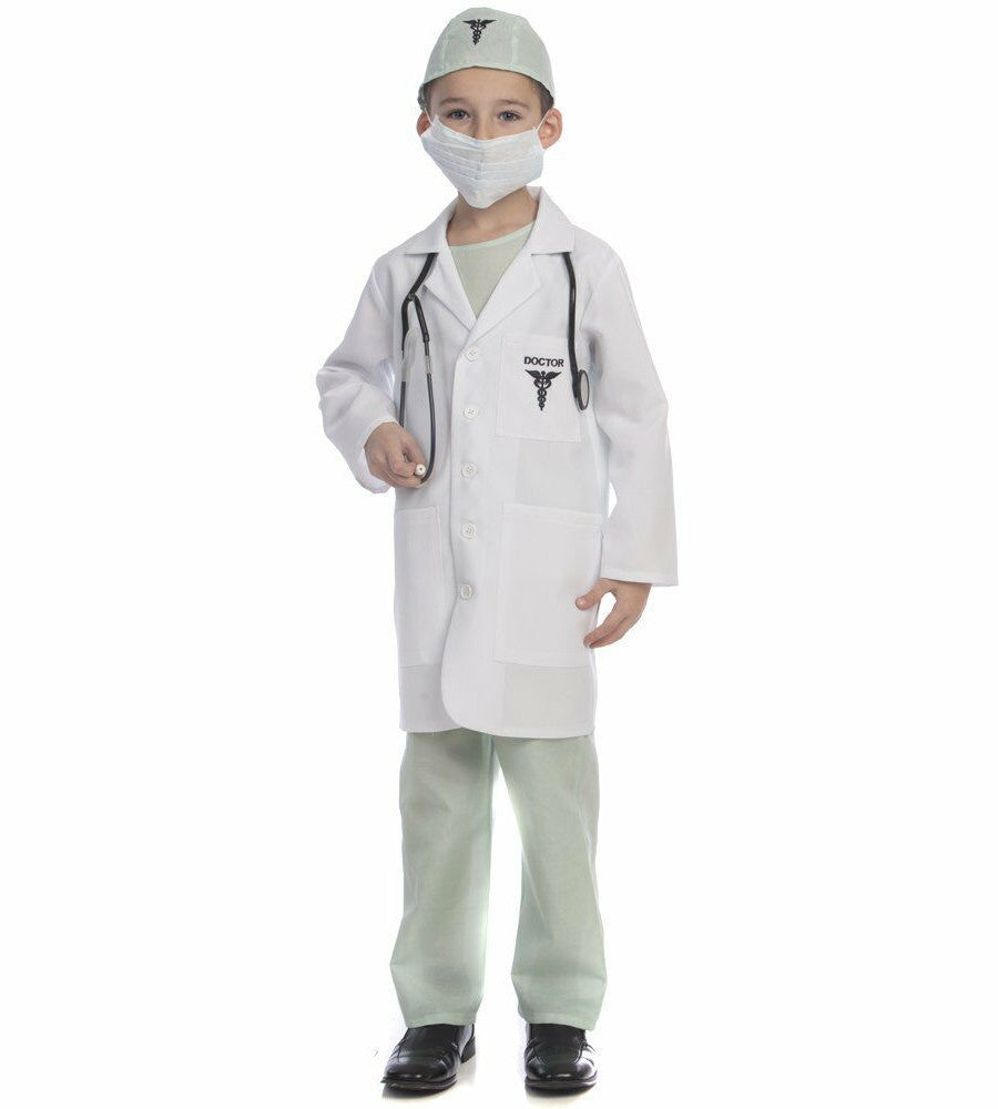 Deluxe Doctor Toddler Child Costume Shirt Pants Lab coat Hat Mask Stethoscope