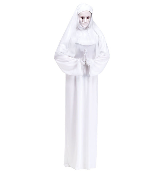 Scary Sister Nun Adult Women Costume Gown Headpiece with attached collar and veil Gloves
