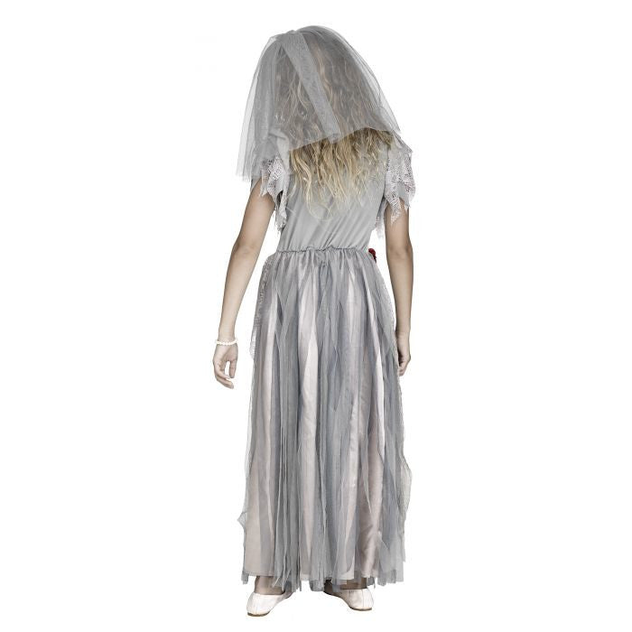 Zombie Bride Child Costume Gown Veil Headband Bouquet