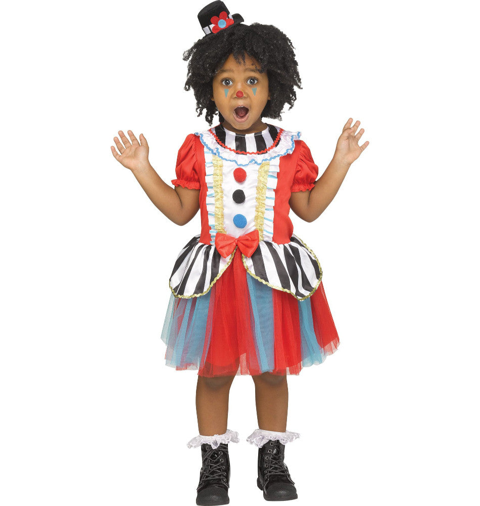 Carnival Cutie Circus Clown Toddler Costume Dress Headband Hat