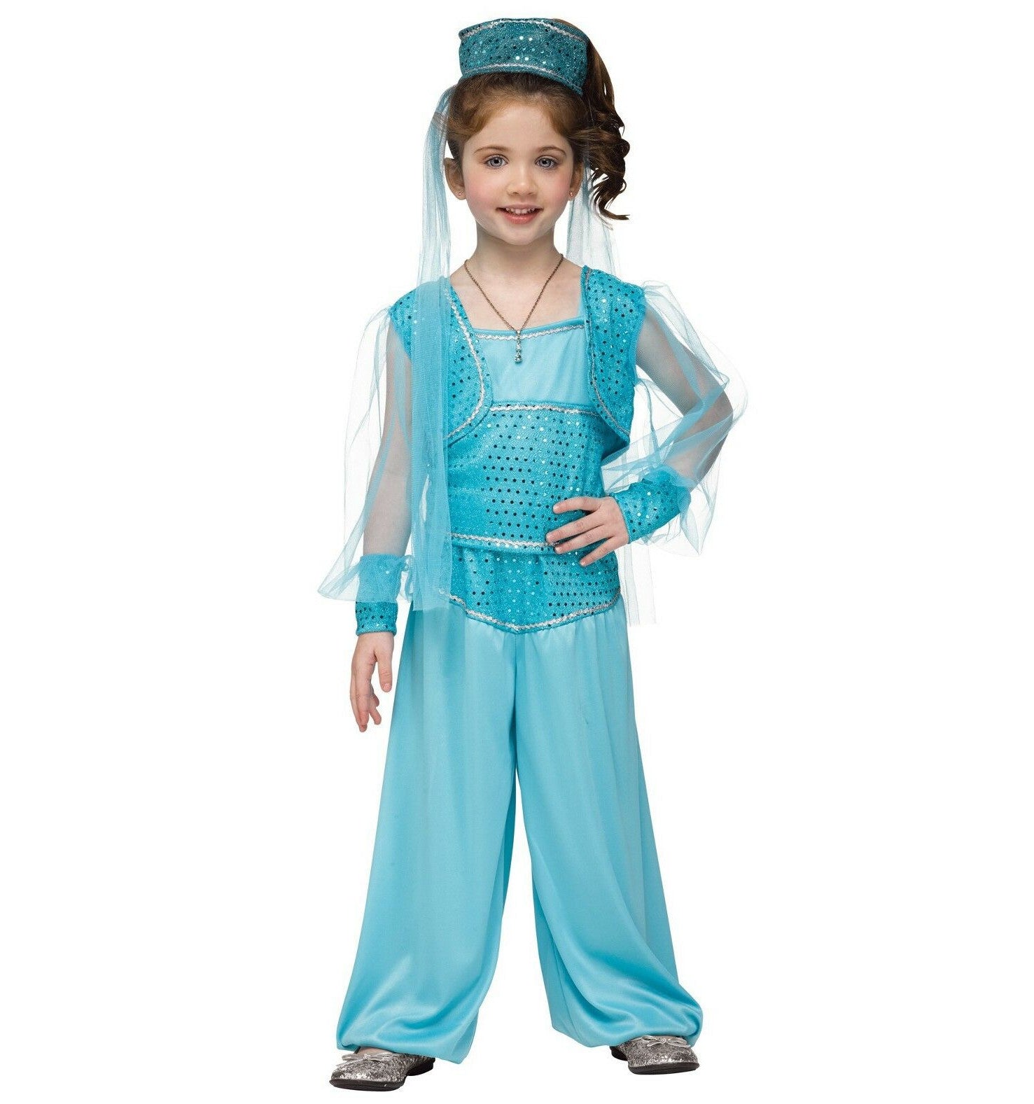 Arabian Princess Aladdin Genie Toddler Costume Camisole Bolero Pants Hat with veil