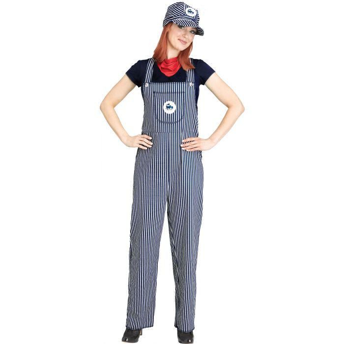 Train Engineer Adult Costume  Overalls Neckerchief Cap