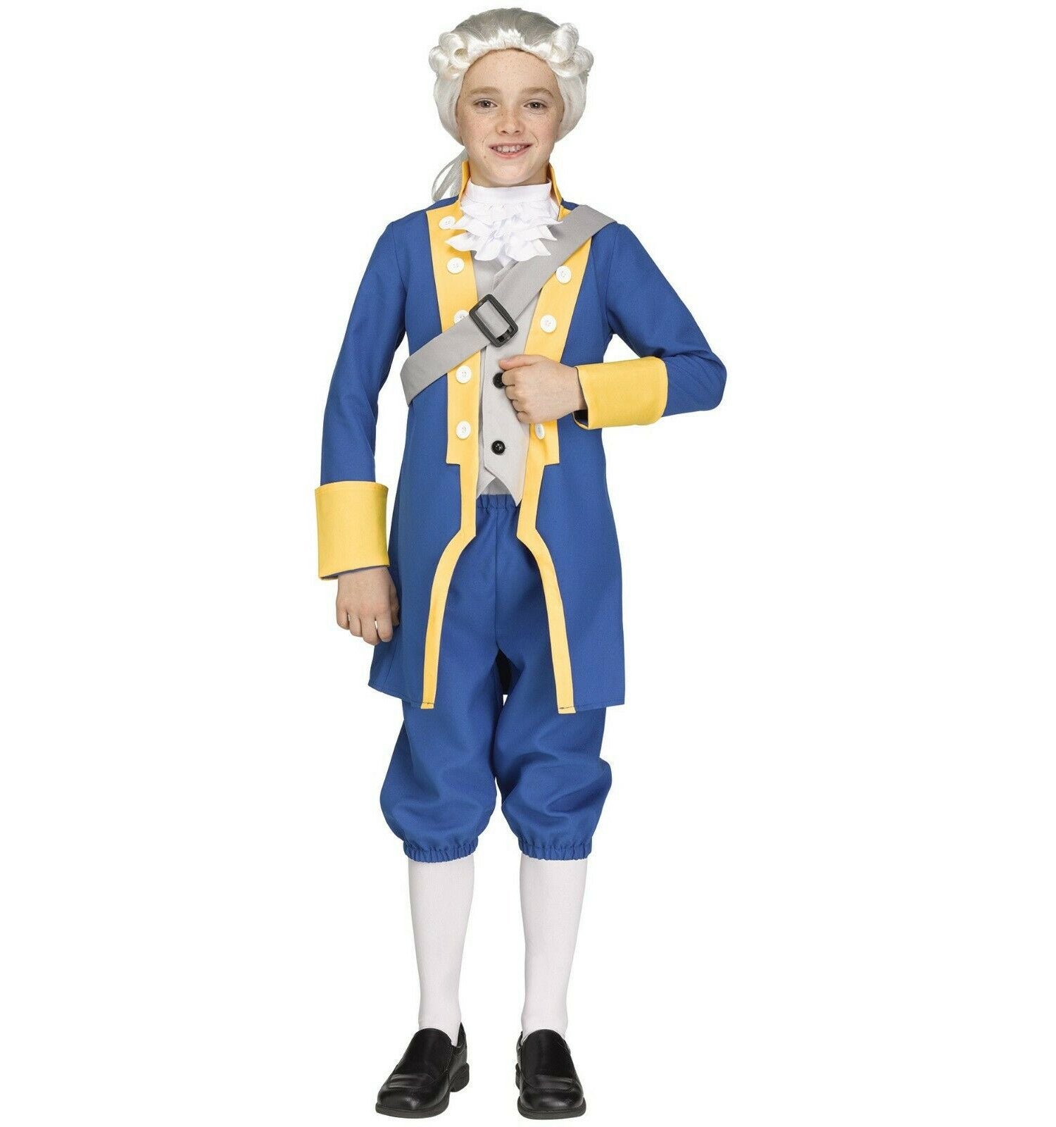 George Washington President Historical Child Costume Jacket Bandolier Knickers Jabot