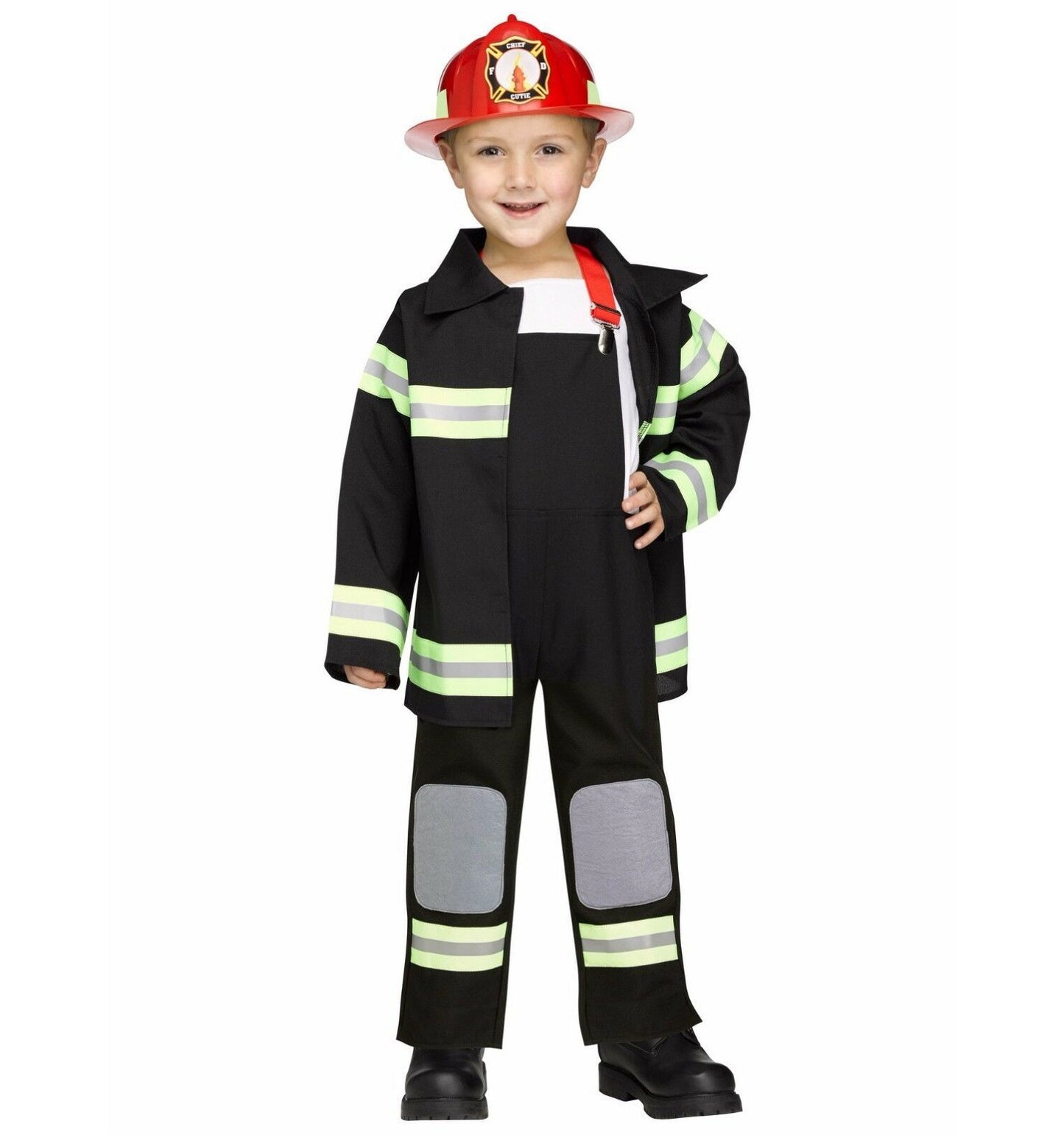 Fire Chief Fireman Firefighter Toddler Costume Jacket Pants with suspenders Helmet