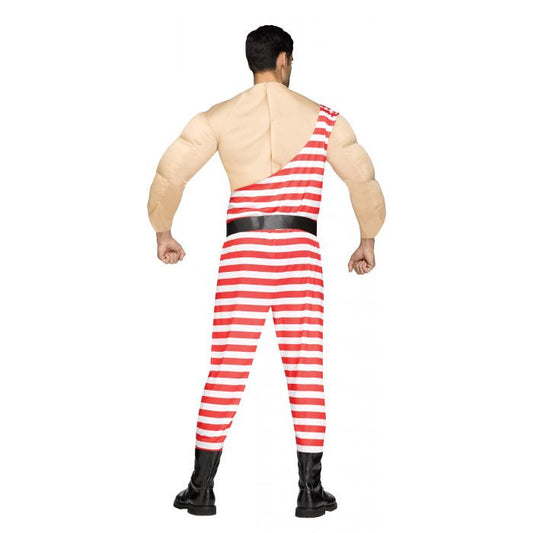 Carny Muscle Man Costume Muscle Shirt Jumpsuit with Attached Belt