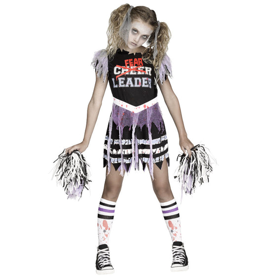 Zombie Fearleader Cheerleader Child Costume Dress Pom poms Socks