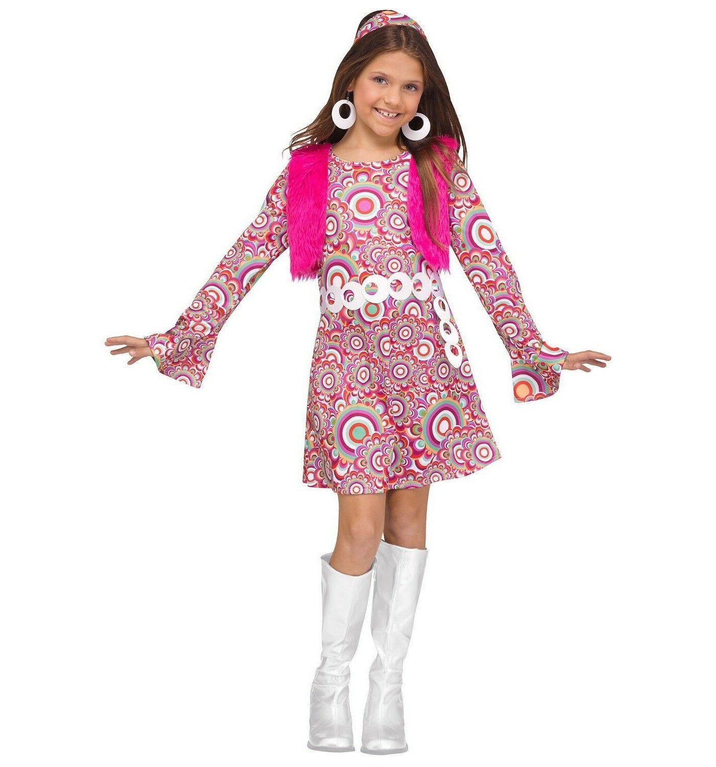Groovy 60's Mod Hippie Shaggy Chic Child Costume, Pink
