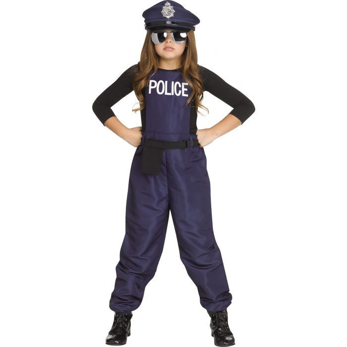 Police Child Costume Jumpsuit Belt Hat Leg Strap