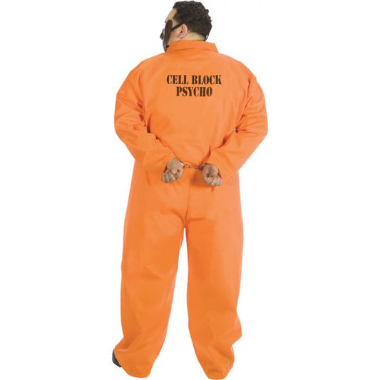 Cell Block Psycho Adult Plus size Costume Jumpsuit Handcuffs Mask