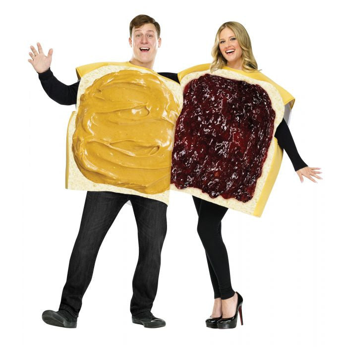 Peanut Butter/Jelly Couple Costume 2 Costumes in 1 Bag 1 Foam Peanut Butter on Bread Tunic 1 Foam Jelly on Bread Tunic