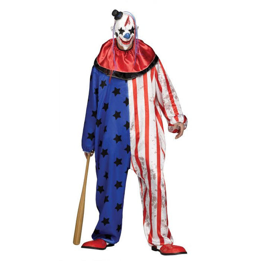 Evil Clown Adult Costume Jumpsuit Collar Mask