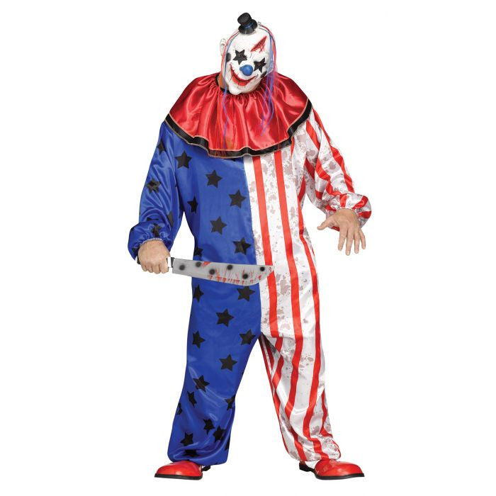 Evil Clown Adult Plus size Jumpsuit Collar Mask