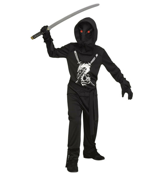 Fade In Out Ninja Demon Child Costume Top Pants Hood Belt 2 ankle ties 2 wrist ties Fade mechanism glasses and battery pack (requires 3 AA batteries, not included)