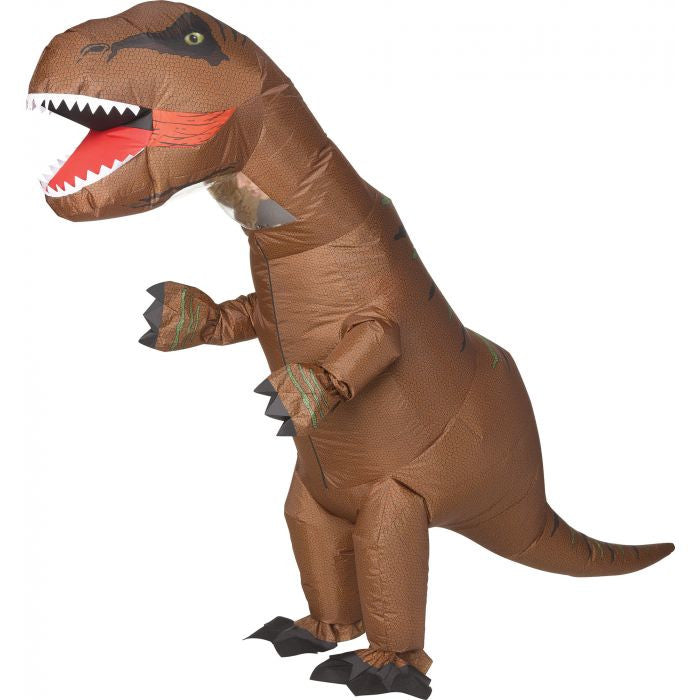 Inflatable T-Rex Adult Costume Inflatable Jumpsuit with attached Gloves Removable Battery Powered Fan Requires (4) AA Batteries [1.5 volt] (Not Included)