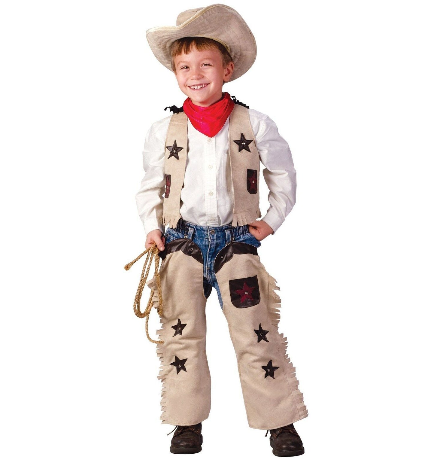 Lil Sheriff Cowboy Western Toddler Costume Vest Chaps Hat Neckerchief