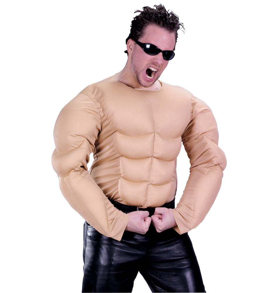 Muscle Shirt Adult Costume Accessory Nude muscle shirt with back closure