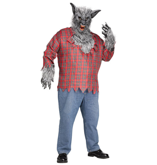 Werewolf Wolfman Adult Plus Men Costume Shirt Mask Gloves