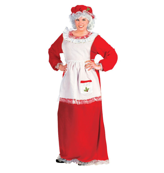 Mrs Santa Claus Christmas Adult Costume Dress Apron  Mop cap