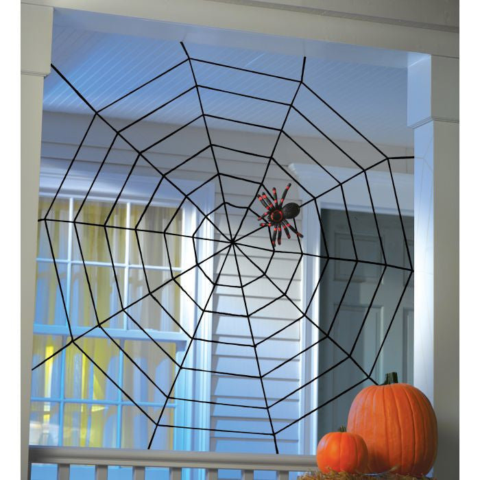 5' Rope spider web 5' Spiderweb 10 Hang Loops Web Wrapped to Card Polybag Insert
