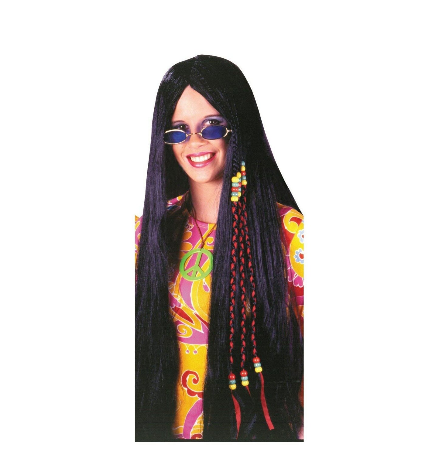 33 Inch Braided Black Hippie Wig Adult Costume Accessory