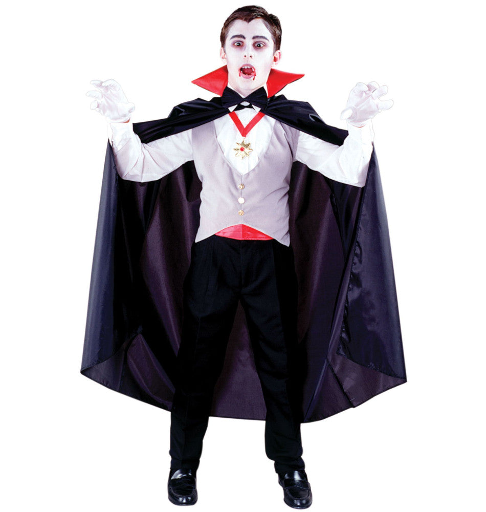 Classic Vampire Count Dracula Boys Child Costume Cape Vest Gloves Cummerbund Medallion 